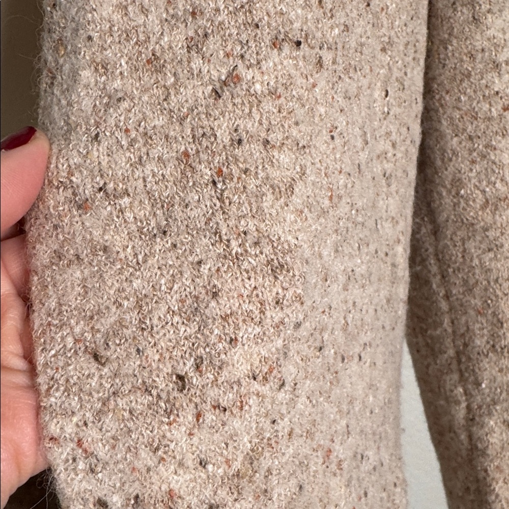 Vince Boucle Speckled Tan Wool Duster Cardigan Size Medium - Picture 2 of 6